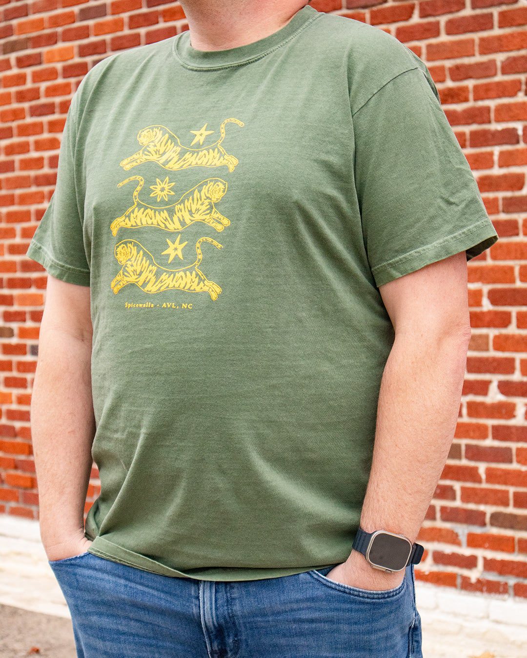Spicewalla Tiger T-Shirt in Olive