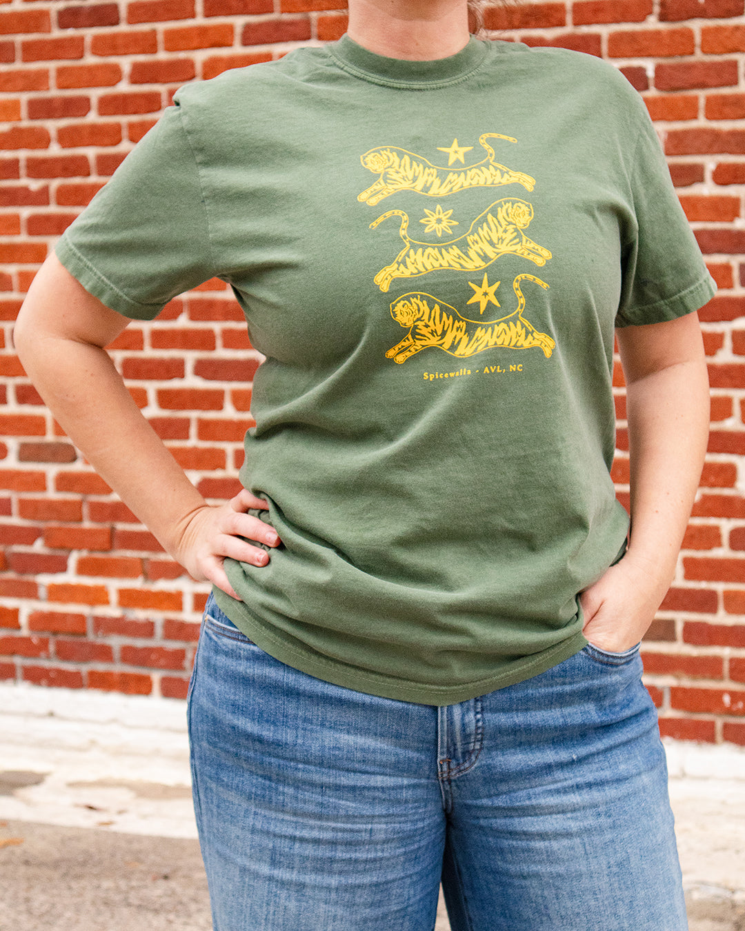 Spicewalla Tiger T-Shirt in Olive